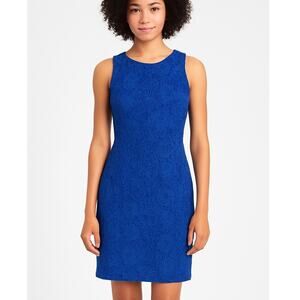 J Crew Floral Lace Sleeveless Sheath Dress Royal Blue Petite